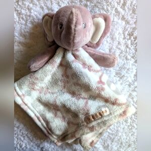 🐘Blankets & Beyond Mauve White Plush Elephant Baby Lovey Security Blanket